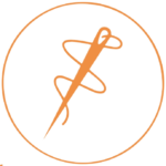 A green background with an orange and white logo.